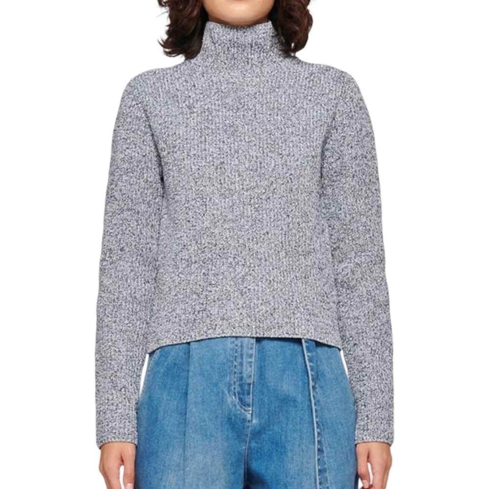 Tibi Two Way Cropped Marled Sweater Zipper Back Size Small